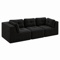 ECKSOFA modular mit 74 cm Sitztiefe Cord Schwarz - Schwarz, Kunststoff (104/69/297cm) - Meubliv