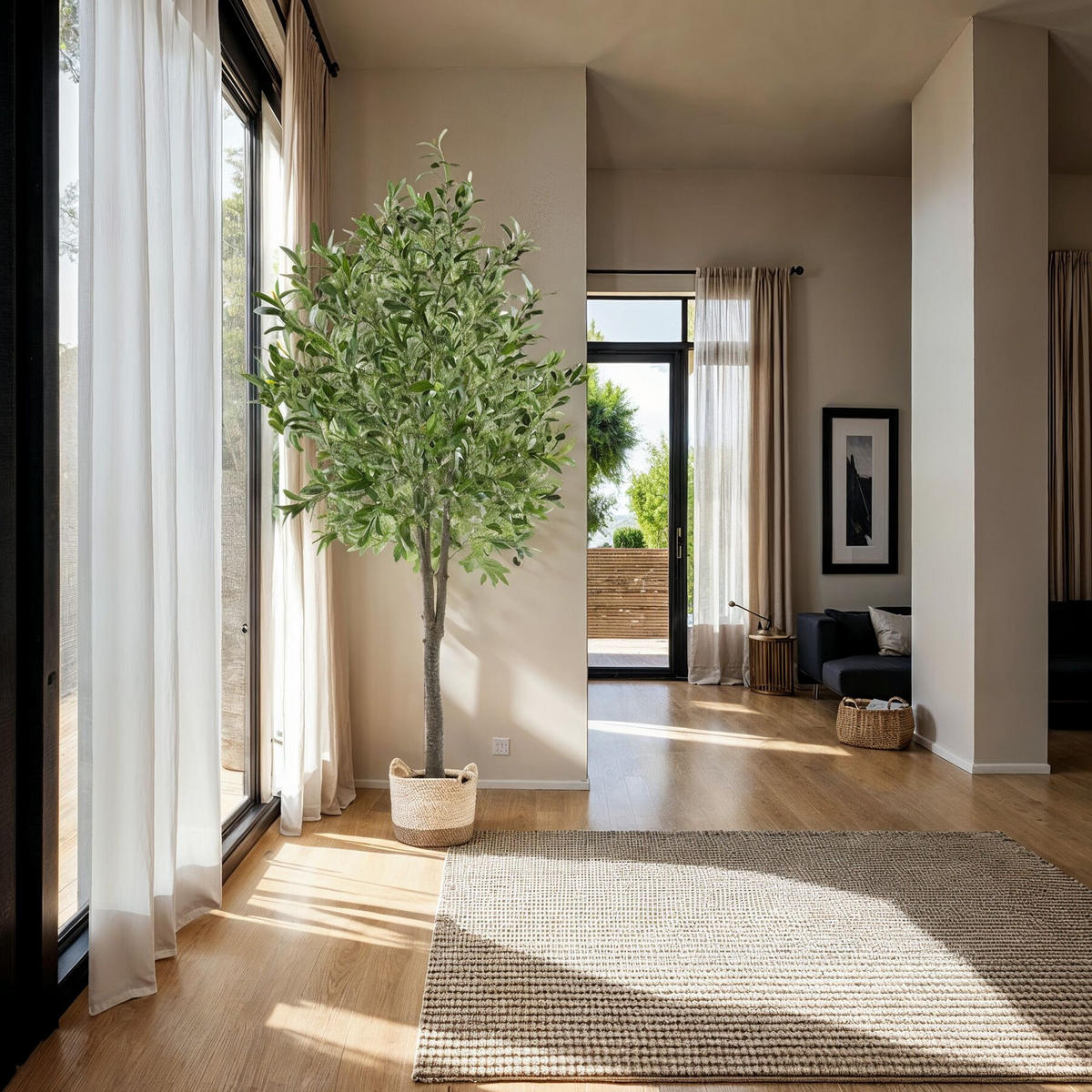 KÜNSTLICHER OLIVENBAUM Oleand, stabiler Kunststoff Blumentopf, grün - Grün, Kunststoff (180cm) - tectake