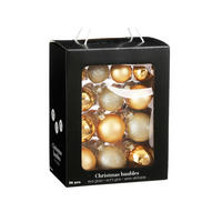 WEIHNACHTSKUGELN 26er-Set gold aus Glas verschiedene Designs, 5-7 cm - Goldfarben, Glas (30/30/50cm) - LAALU