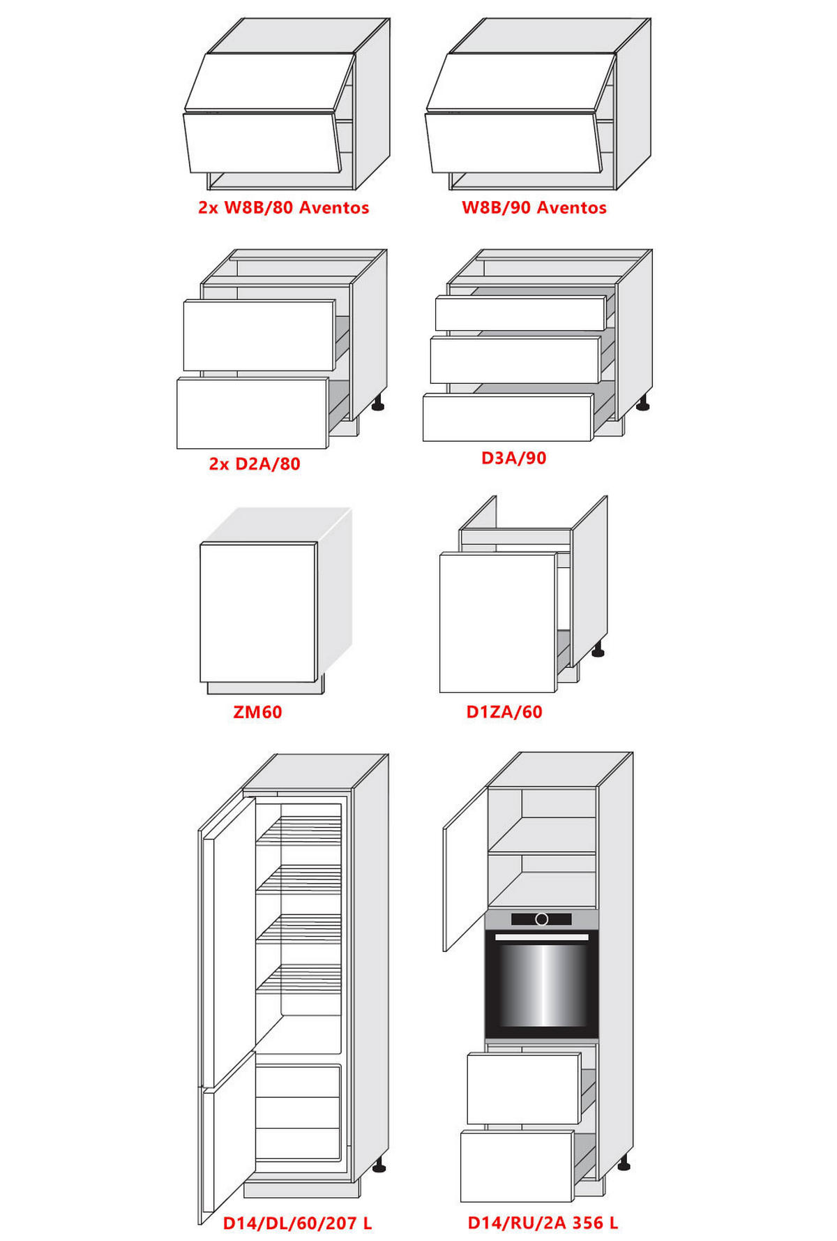 KÜCHENLEERBLOCK Arezzo weiß matt / Halifax Eiche & weiß Acryl Hochglanz 10-teilig - Braun/Weiß, Holzwerkstoff (370/207/59cm) - Feldmann-Wohnen