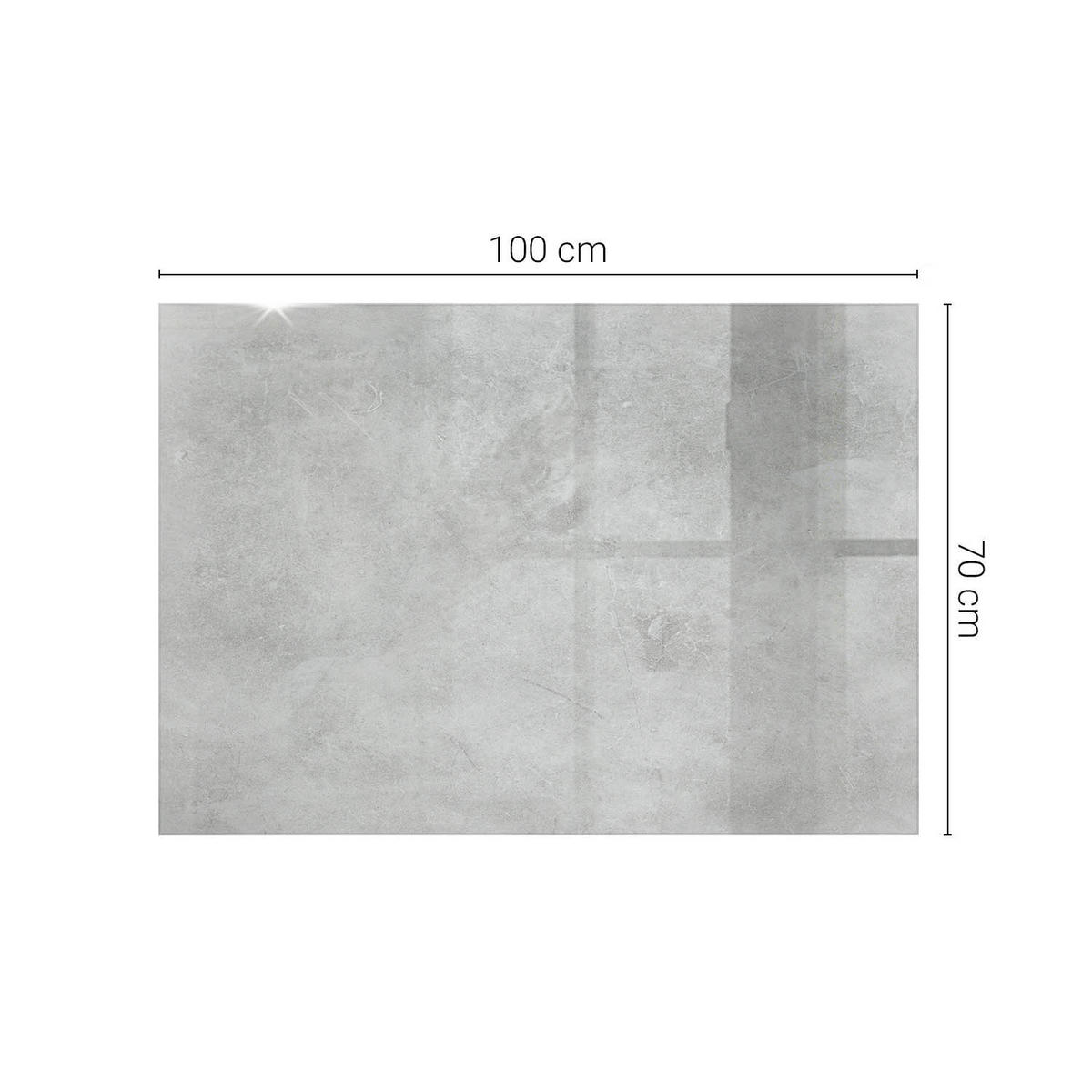 TISCHPLATTE 100x70 cm Betonoptik mit Rissen - Hellgrau/Weiß, Glas (100/70/0.4cm) - TULUP