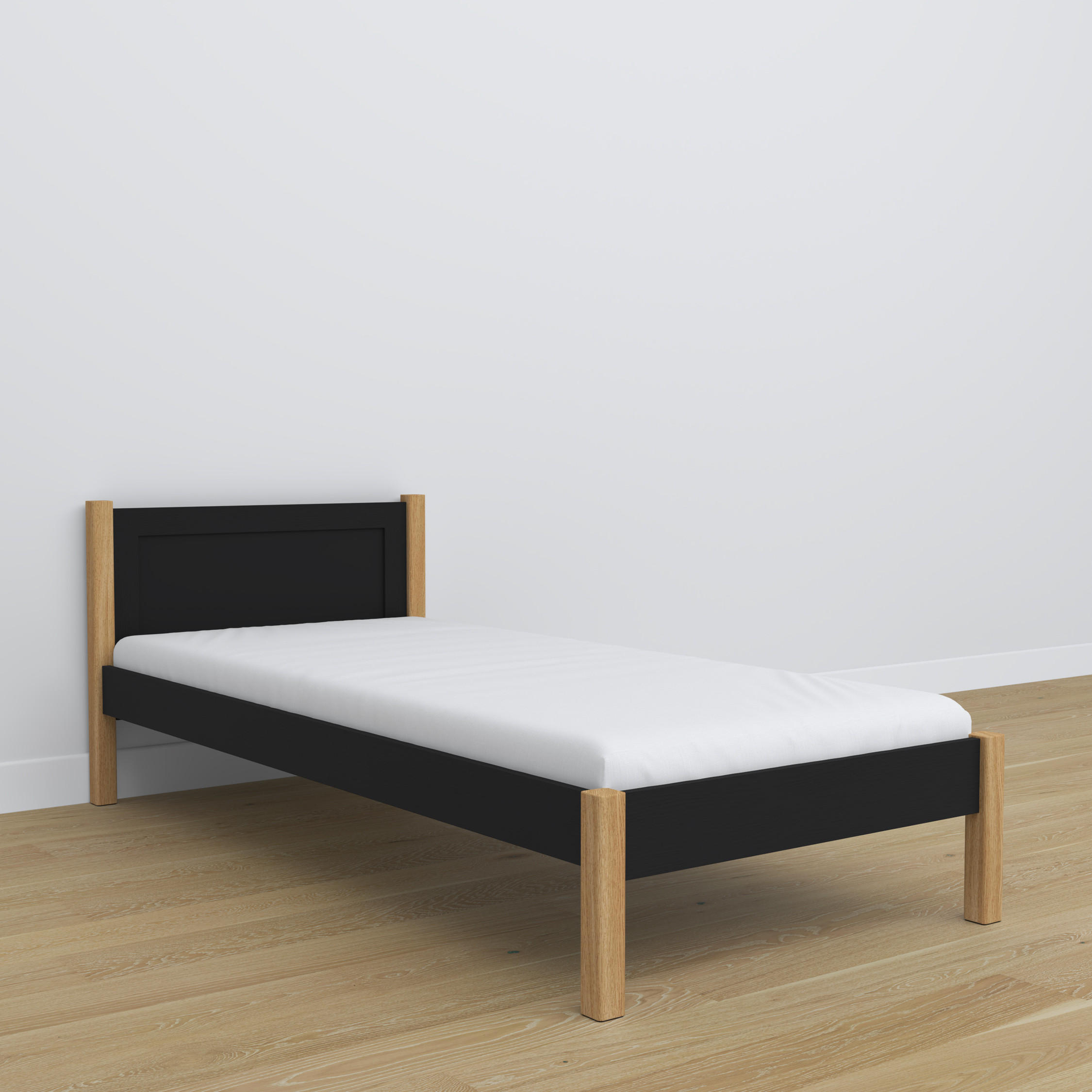 BETT N02 Schwarz / Eiche Natur 80/180 - Schwarz/Eiche Artisan, Naturmaterialien/Holz (80/180cm) - N-Wood