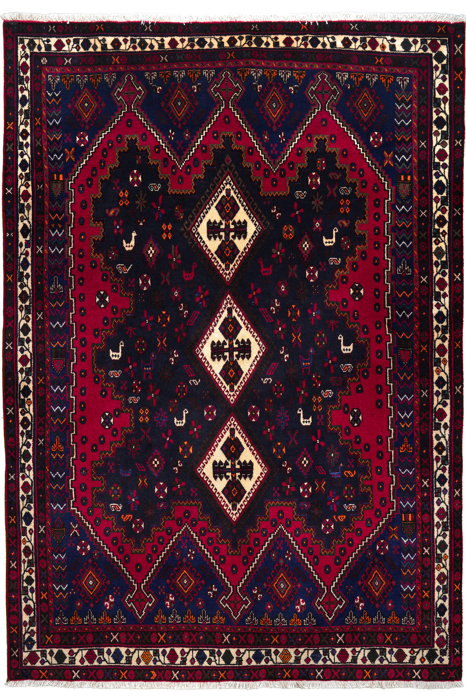 TEPPICH Afshar Blau, Rot 230/160 cm Schurwolle - Blau, Textil (160/230cm) - Looma
