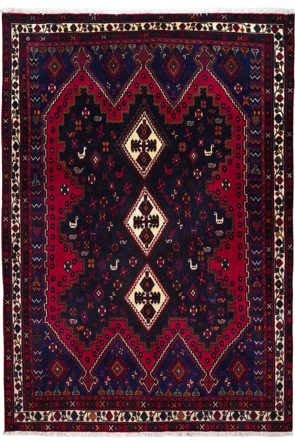 TEPPICH Afshar Blau, Rot 230/160 cm Schurwolle - Blau, Textil (160/230cm) - Looma