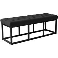 SITZBANK 120/37 cm Samt Schwarz - Schwarz, Textil/Metall (120/42/37cm) - CLP