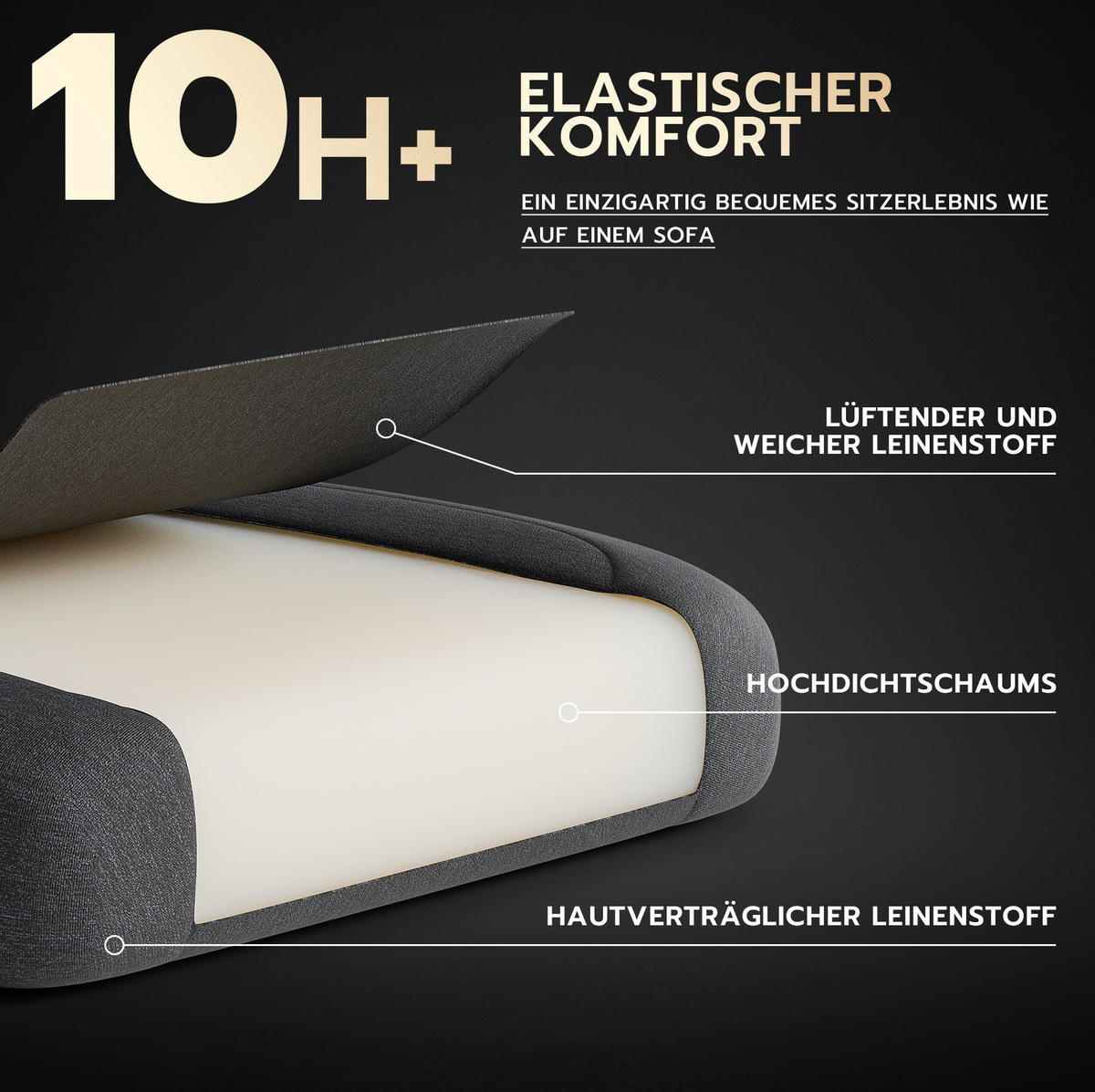 GAMING-STUHL ergonomisch Stoff Schwarz mit Fußstütze - Schwarz, Kunststoff (63/120.5/58.5cm) - Meubliv