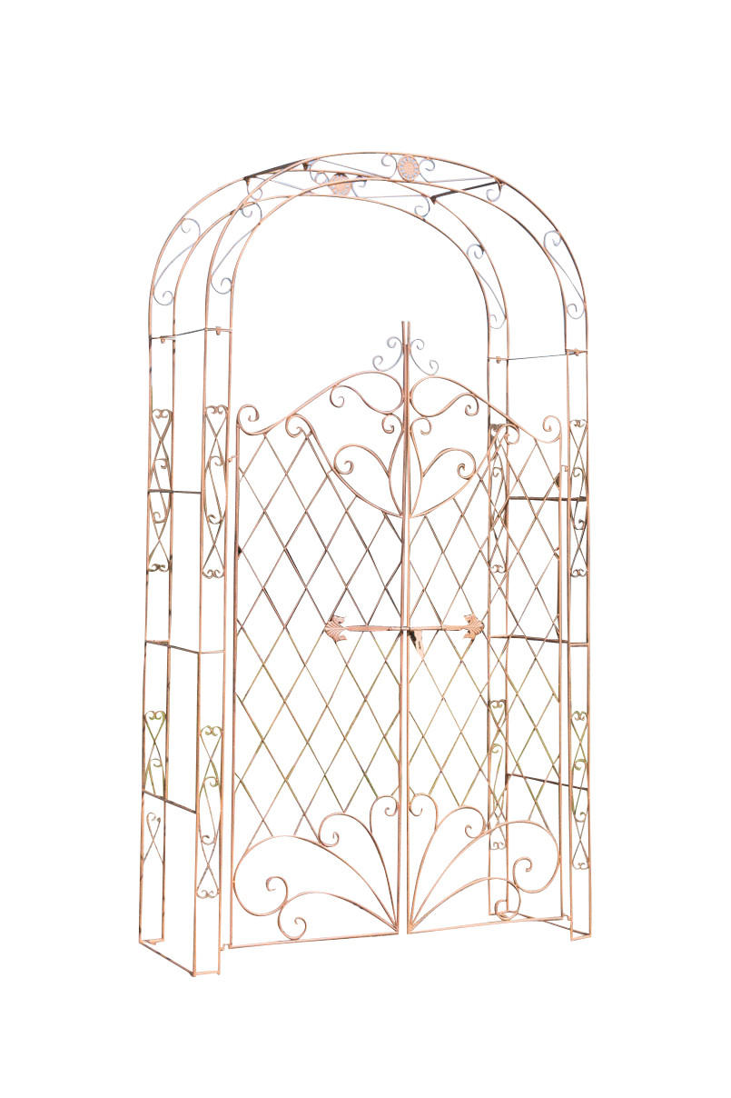 ROSENBOGEN Minden Tor 120x40x220cm Metall Antik-Braun Rankhilfe - Braun, Metall (120/220/40cm) - DELUKE