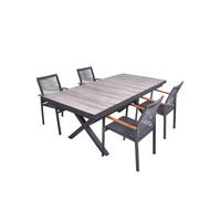 GARTEN-SITZGRUPPE Jana 5-teilig Gartenmöbel-Set - Grau, Metall - DELUKE