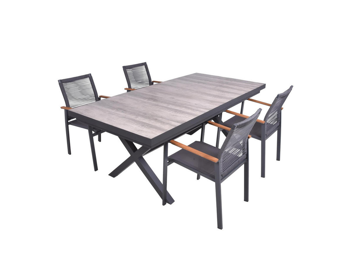 GARTEN-SITZGRUPPE Jana 5-teilig Gartenmöbel-Set - Grau, Metall - DELUKE