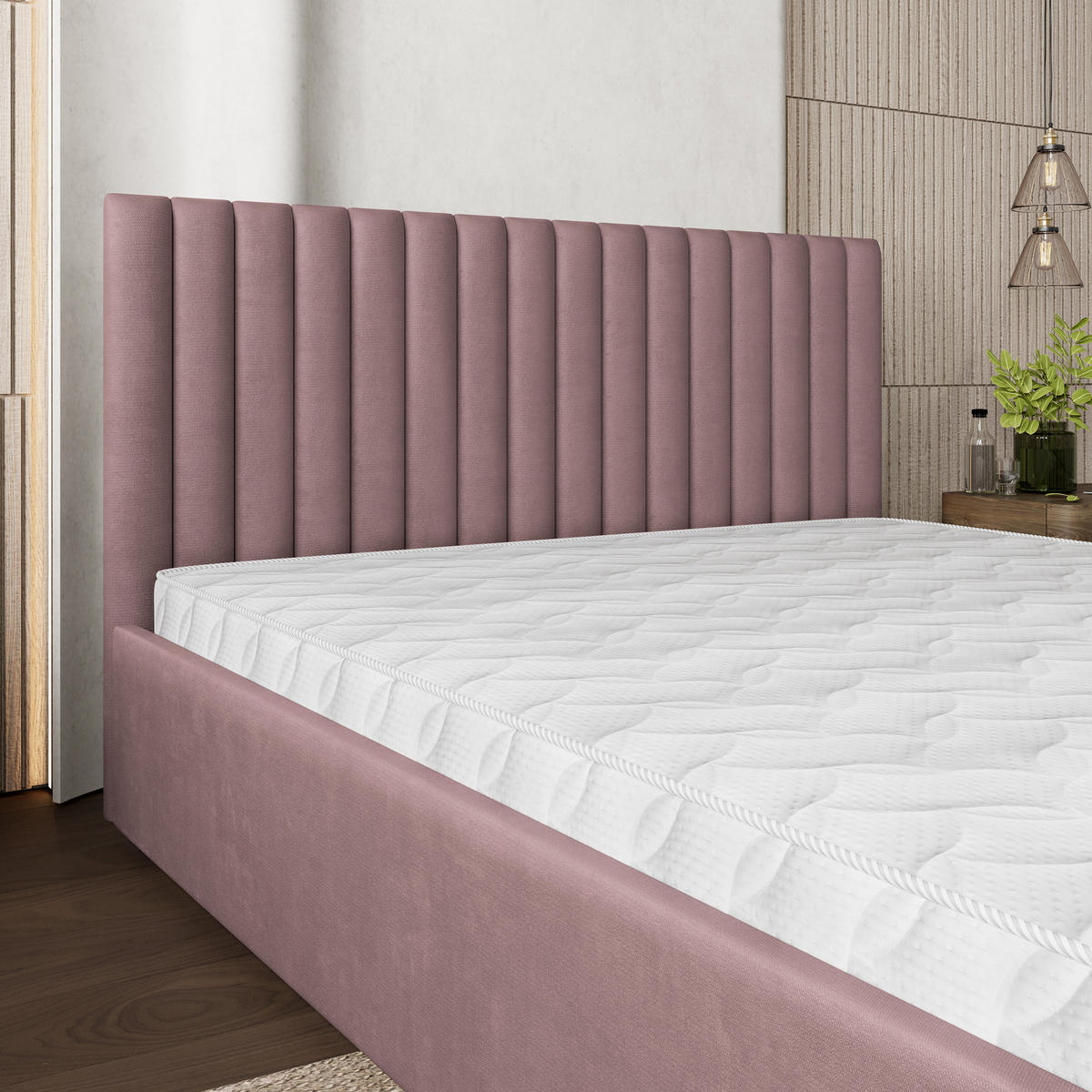 POLSTERBETT CANOVA 160x200 cm mit Bettkästen - Rosa - Rosa, Holz (160/200cm) - MASSENO