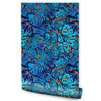 VLIESTAPETE Modernes Graffiti – Blau, Orange – 50x1000 cm - Blau/Orange, Papier (50/1000cm) - Muralo