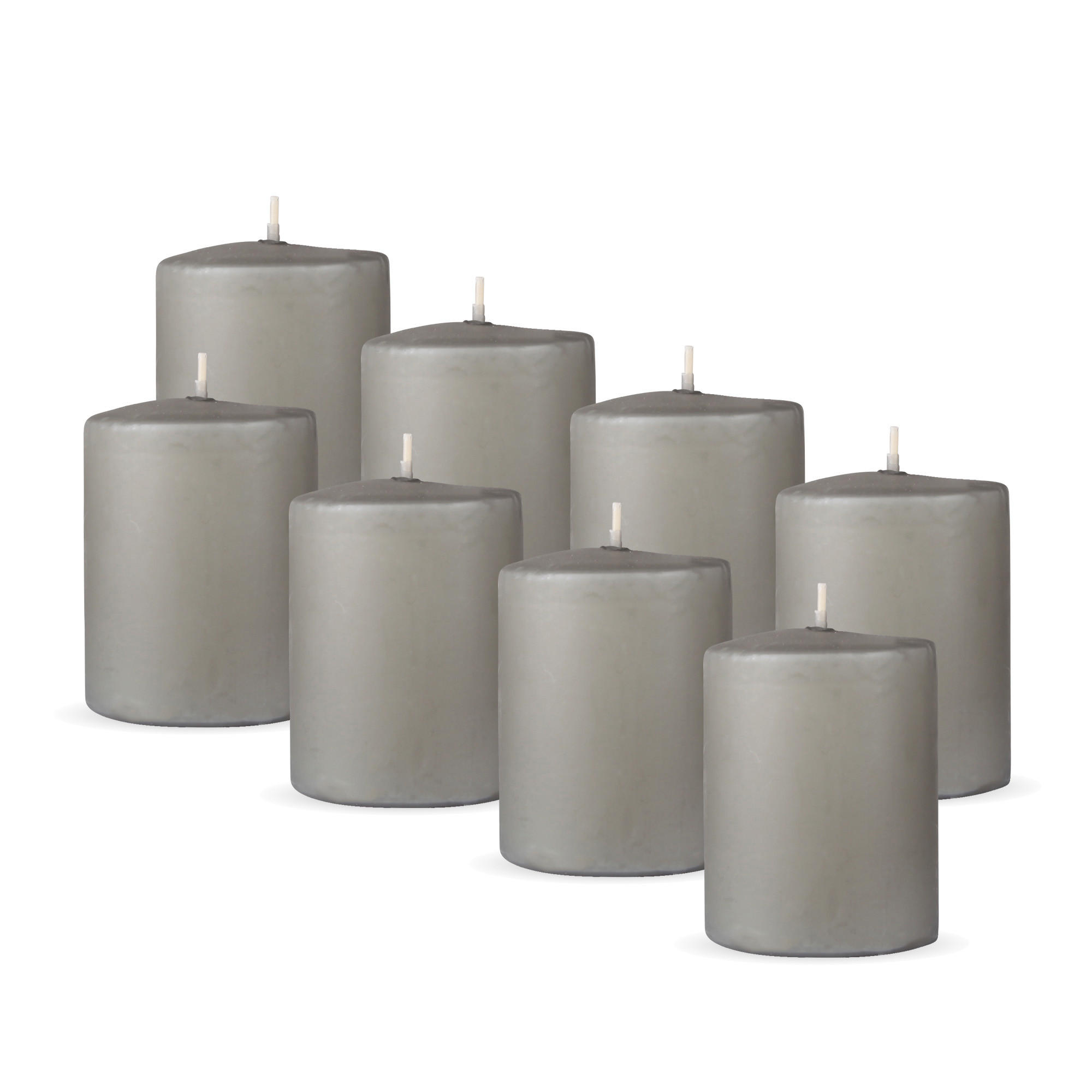 STUMPENKERZEN 8er Pack "Hellgrau", Größe Ø7cm x Höhe: 8 cm - Hellgrau, Naturmaterialien (7/8cm) - Bestlivings
