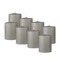 STUMPENKERZEN 8er Pack "Hellgrau", Größe Ø7cm x Höhe: 8 cm - Hellgrau, Naturmaterialien (7/8cm) - Bestlivings