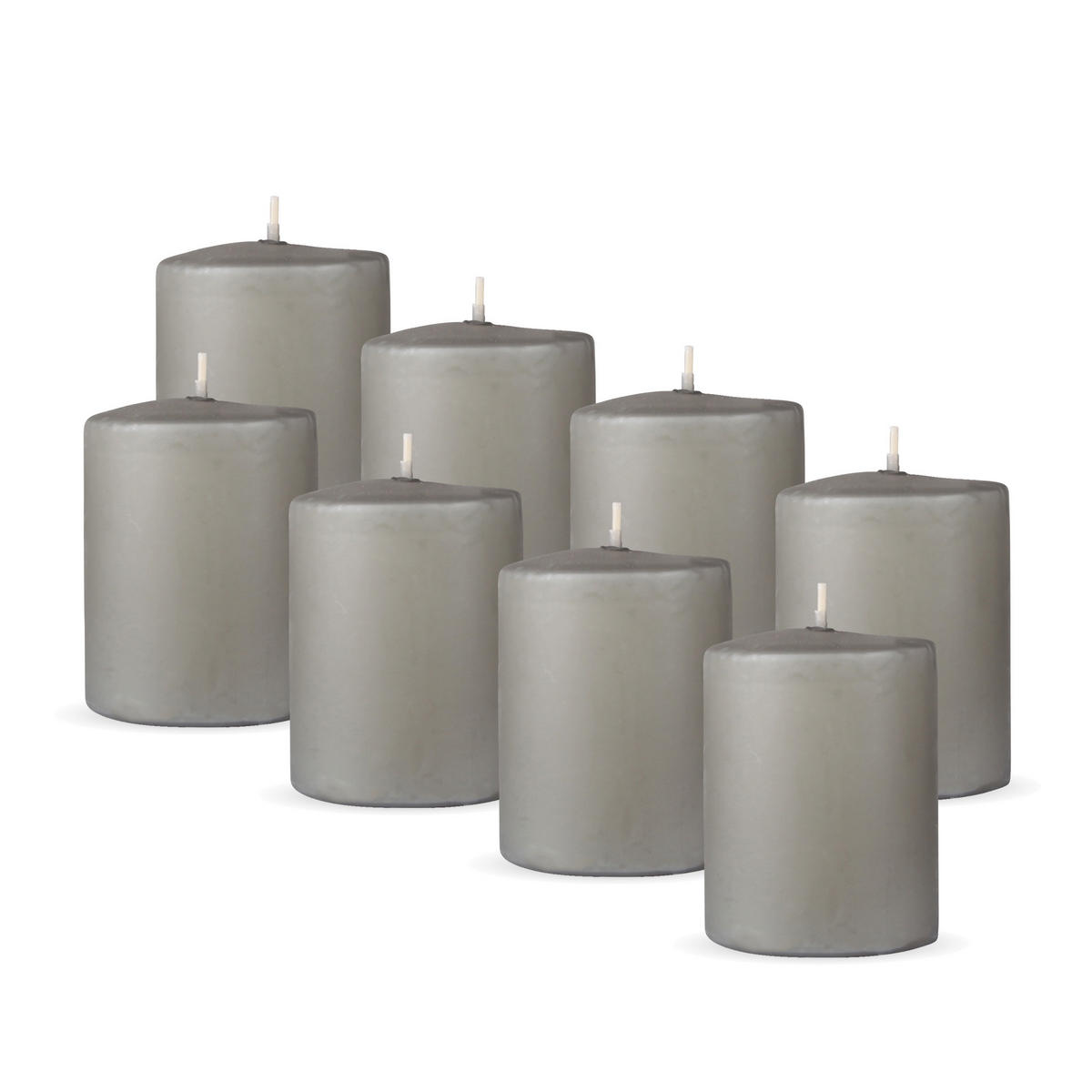 STUMPENKERZEN 8er Pack "Hellgrau", Größe Ø7cm x Höhe: 8 cm - Hellgrau, Naturmaterialien (7/8cm) - Bestlivings