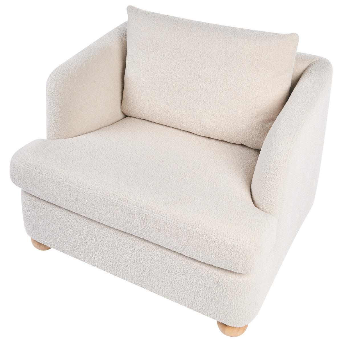 SESSEL Bouclé Cremeweiß Rattvik - Hellbraun/Weiß, Textil (98/86/82cm) - Beliani