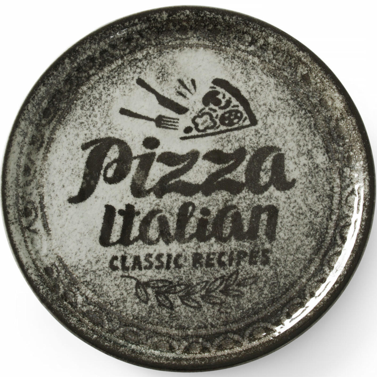 SET mit 6 schwarzen Porzellan-Pizzaformen, 33 cm Durchmesser. - Schwarz, Keramik (33/33/1.8cm) - Hendi