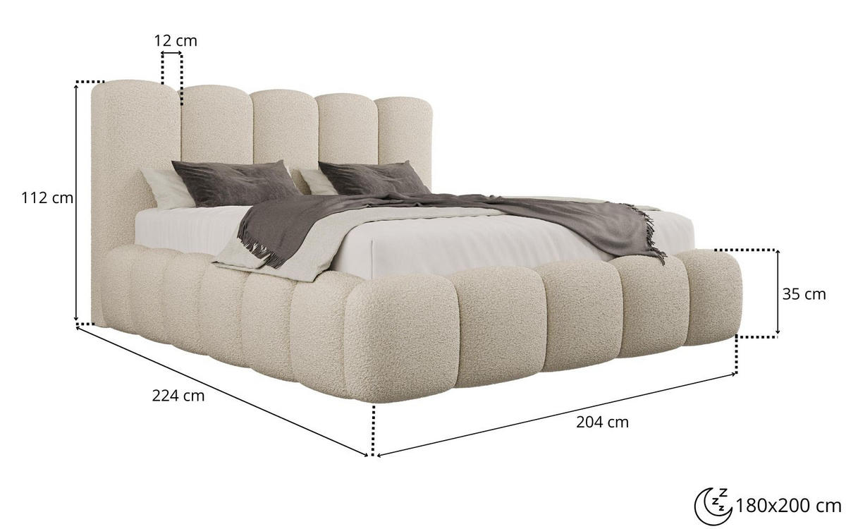 POLSTERBETT TEDDY 180x200 cm in Schwarz, gepolstertes Kopfteil, Lattenrost, Bettkasten, Velvet-Stoff - Schwarz, Holz/Textil (180/200cm) - EMLAR Home
