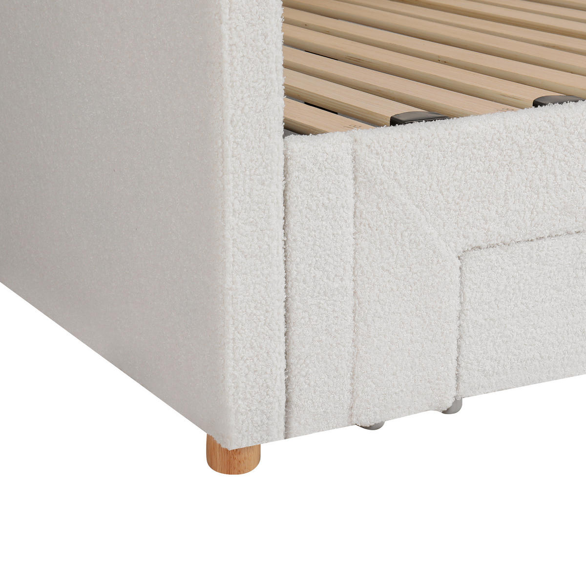POLSTERBETT 90/200 cm Beige aus Bouclé mit Ausziehfunktion und Stauraum - Beige, Textil - OKMYHOME
