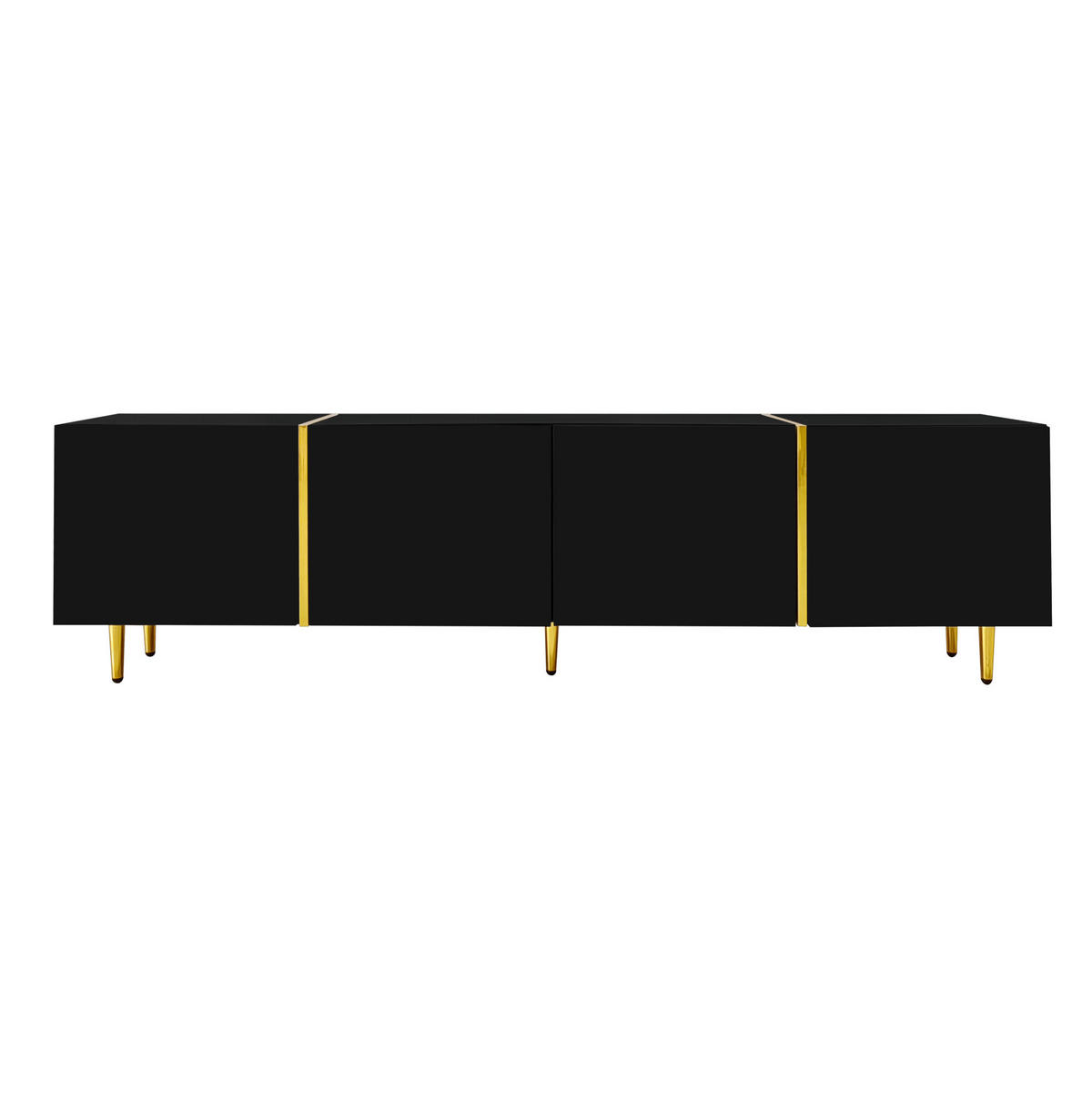 LOWBOARD 170/35/46 cm aus MDF mit Hochglanzoberfläche und 4 Türen Schwarz - Schwarz, Holzwerkstoff (170/46/35cm) - Modenvie
