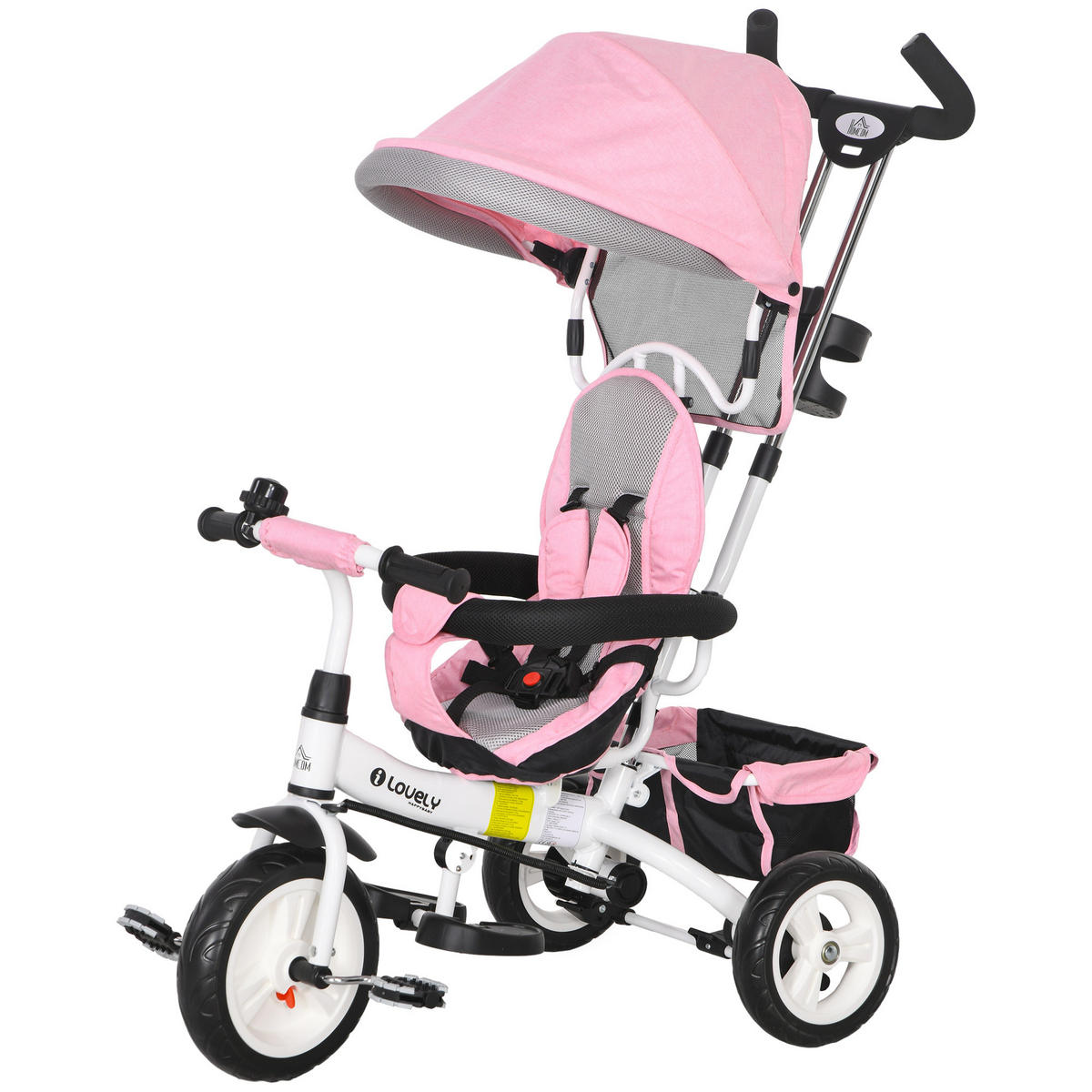 DREIRAD DE-18940 6-in-1 mit Sonnenschutz, klappbar Rosa - Pink, Metall (95/50/106cm) - ComfortXL