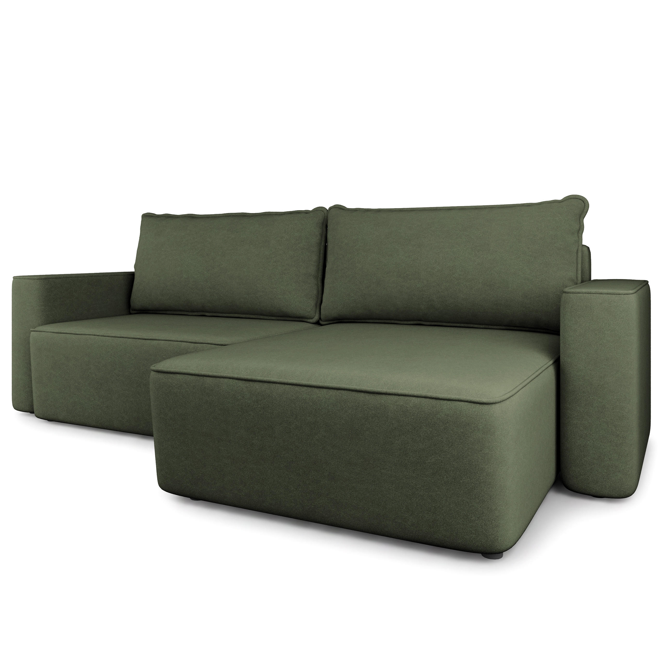 ECKSOFA BELISE CL Olivgrün Veloursstoff mit Schlaffunktion - Olivgrün, Holz/Textil (252/162cm) - MASSENO