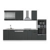KÜCHENZEILE Fame-Line Anthrazit Landhaus/Weiß 300 cm mit Hochschrank AP Marmor - Dunkelgrau/Weiß, Holzwerkstoff (300/81.6/60cm) - Vicco