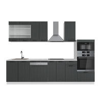 KÜCHENZEILE Fame-Line Anthrazit Landhaus/Weiß 300 cm mit Hochschrank AP Marmor - Dunkelgrau/Weiß, Holzwerkstoff (300/81.6/60cm) - Vicco