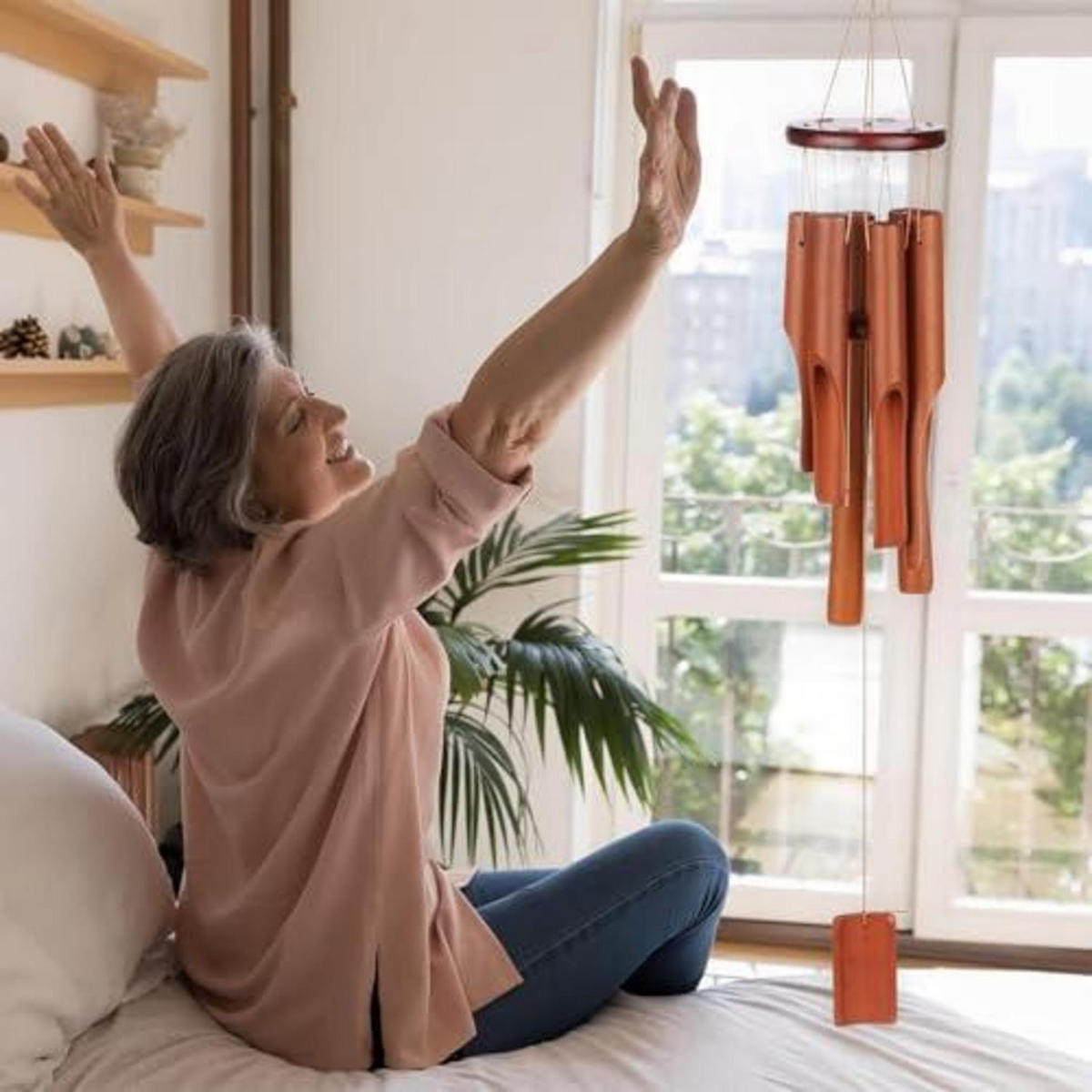 WINDSPIEL Bambus 6 Rohre 78 cm - Braun, Naturmaterialien (78/12.7/12.7cm)