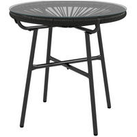 BEISTELLTISCH 50/50/50 cm schwarz aus PE-Rattan mit Glasplatte - Schwarz, Kunststoff (50/50/50cm) - OKWISH