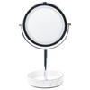 KOSMETIKSPIEGEL silber/weiß mit LED-Beleuchtung 20 cm Savoie - Silberfarben/Weiß, Metall (20/34/15cm) - Beliani