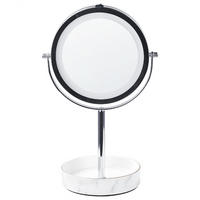 KOSMETIKSPIEGEL silber/weiß mit LED-Beleuchtung 20 cm Savoie - Silberfarben/Weiß, Metall (20/34/15cm) - Beliani