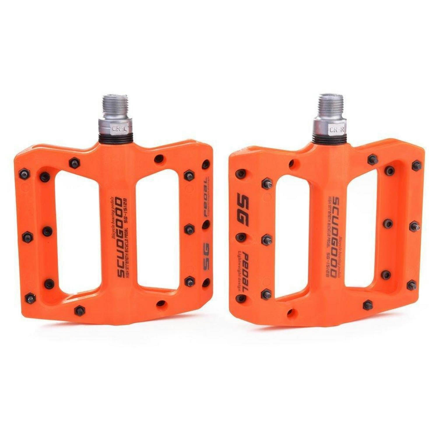 FAHRRADPEDALE Orange Nylon Faser 9/16 Zoll Kugellager Rutschfest - Orange, Kunststoff (10.7/1.8/12.4cm)