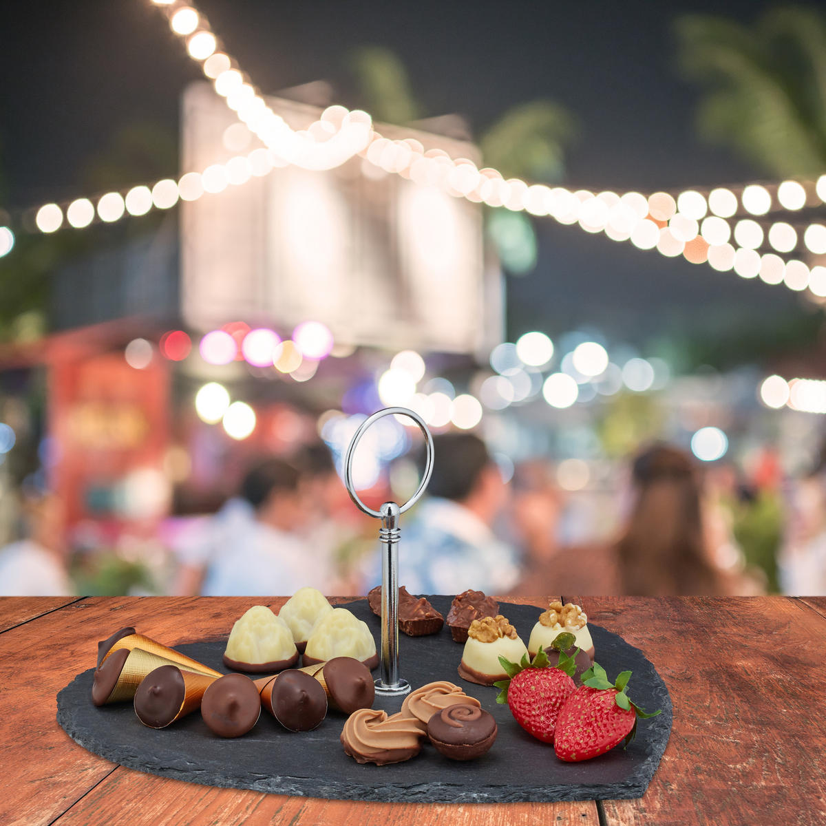 SCHIEFERPLATTE - Anthrazit, Stein/Metall (25/12.5/25.5cm) - Relaxdays