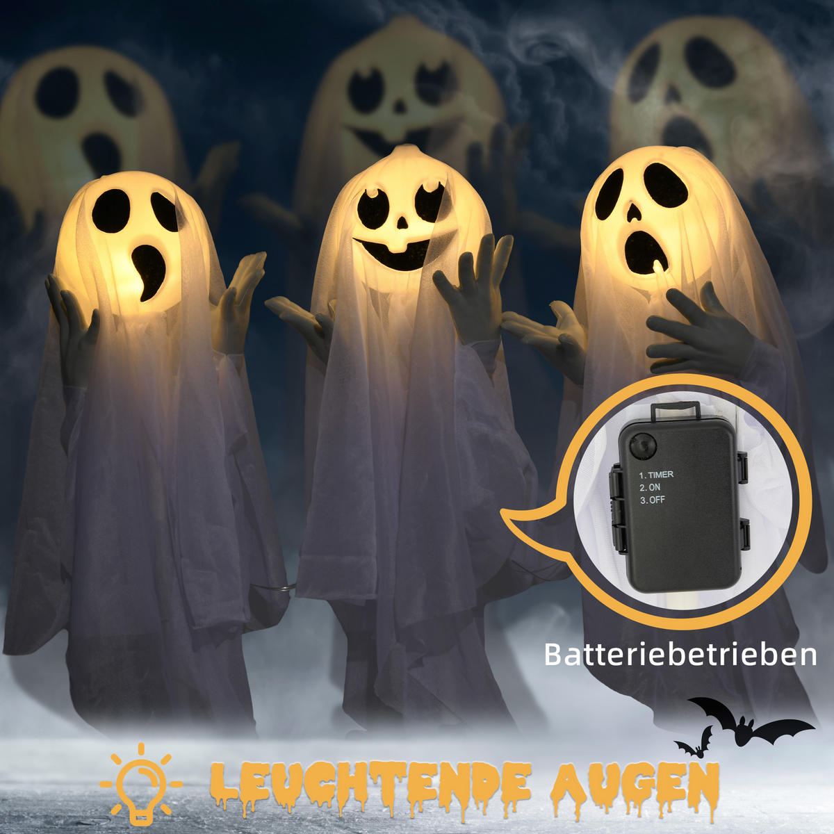 HALLOWEEN DECORATIONS - Weiß, Kunststoff (10/60/54cm) - HOMCOM