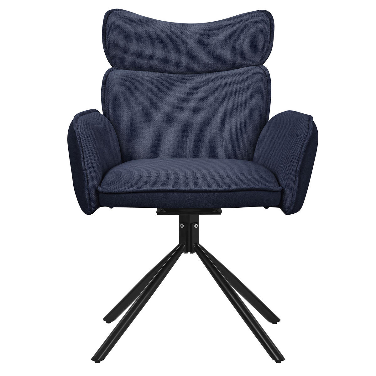 ESSZIMMERSTÜHLE 4er Set drehbar Dunkelblau mit Stoffbezug - Schwarz/Dunkelblau, Textil/Metall (63/89/68cm) - ML-DESIGN