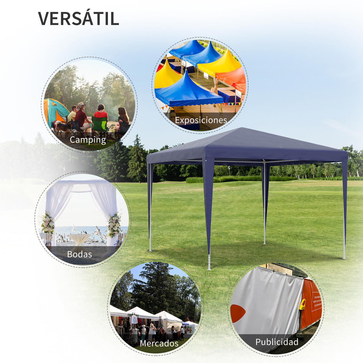 PAVILLON Blau 1 Stück - Blau, Metall (293/252/293cm) - GiPP
