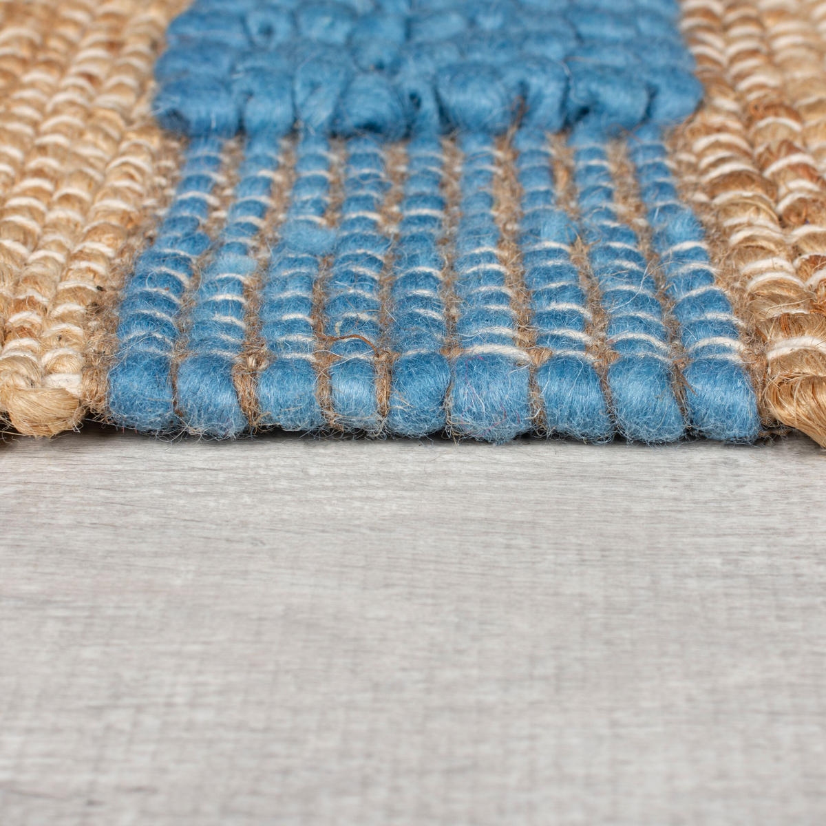 TEPPICH Hoch-Tief Struktur Gestreift, Ethno-Stil, mit Fransen wendbar, Esszimmer Natur-Blau Rechteckig 160x230 - Blau, Textil (160/230cm) - KADIMA DESIGN