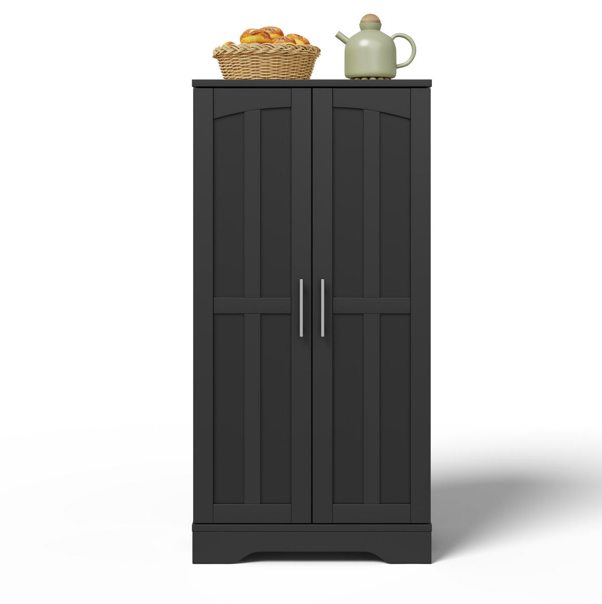 ANRICHTE 120/60/40 cm in Schwarz mit LED-Beleuchtung und verstellbarem Anrichte - Schwarz, Holzwerkstoff (60/120/40cm) - Flora Grace