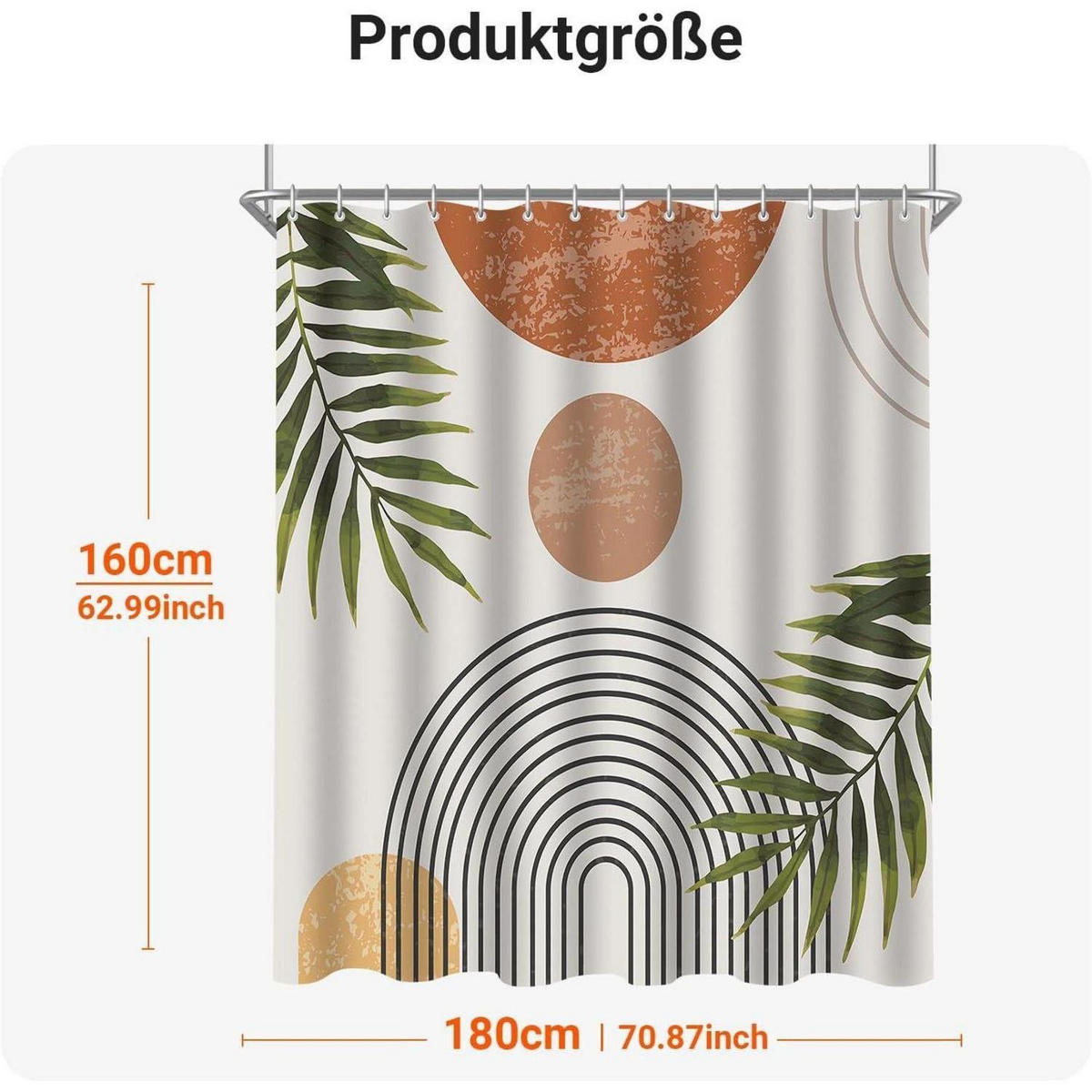 DUSCHVORHANG Blätter Linie 180 x 160 cm - Multicolor, Textil (180/160cm)