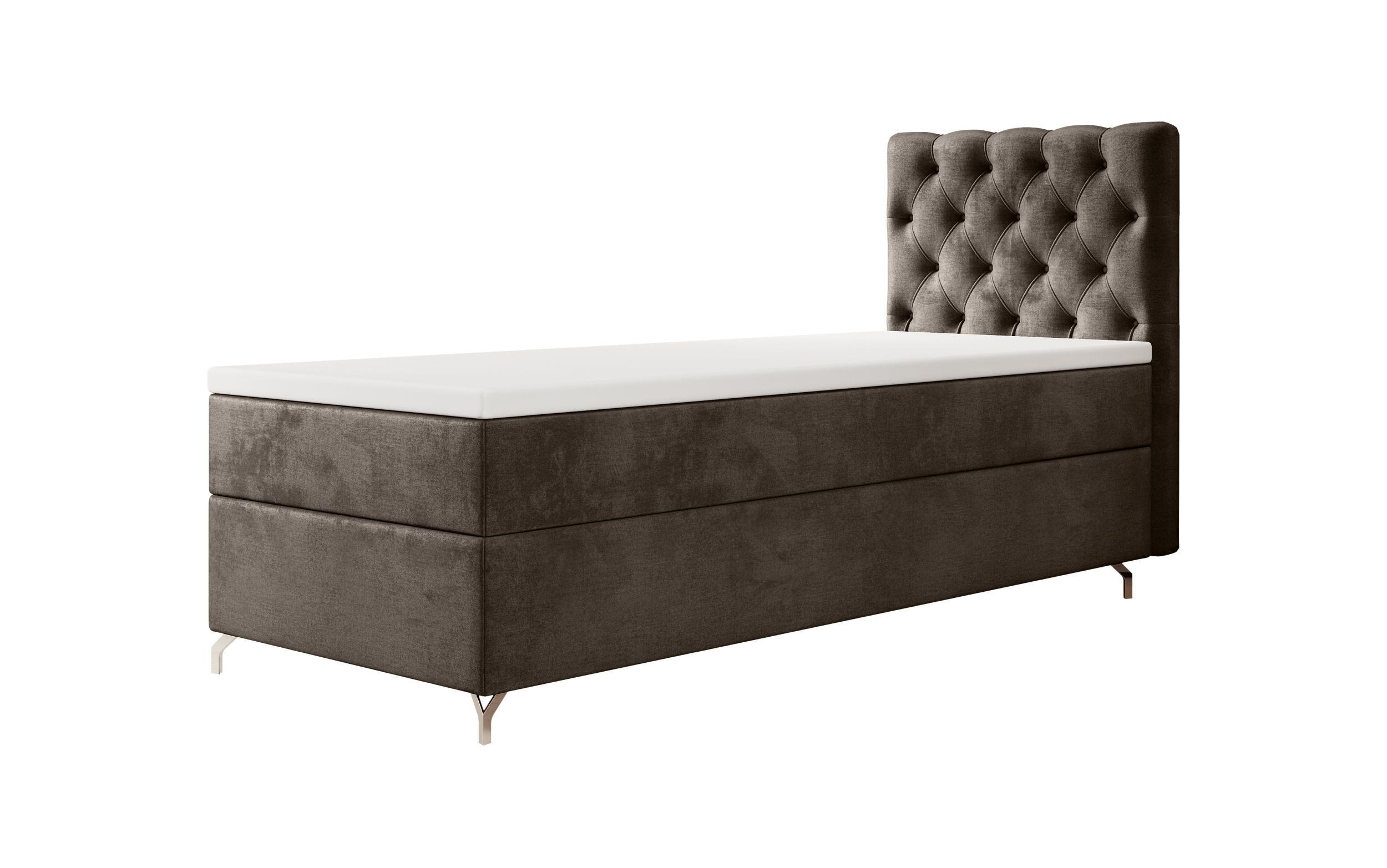 BOXBETT CHESTER P mit Matratze H3, Bonell und Topper 90x200 Monolith 15 - Braun, Textil (90/200cm) - Bedante