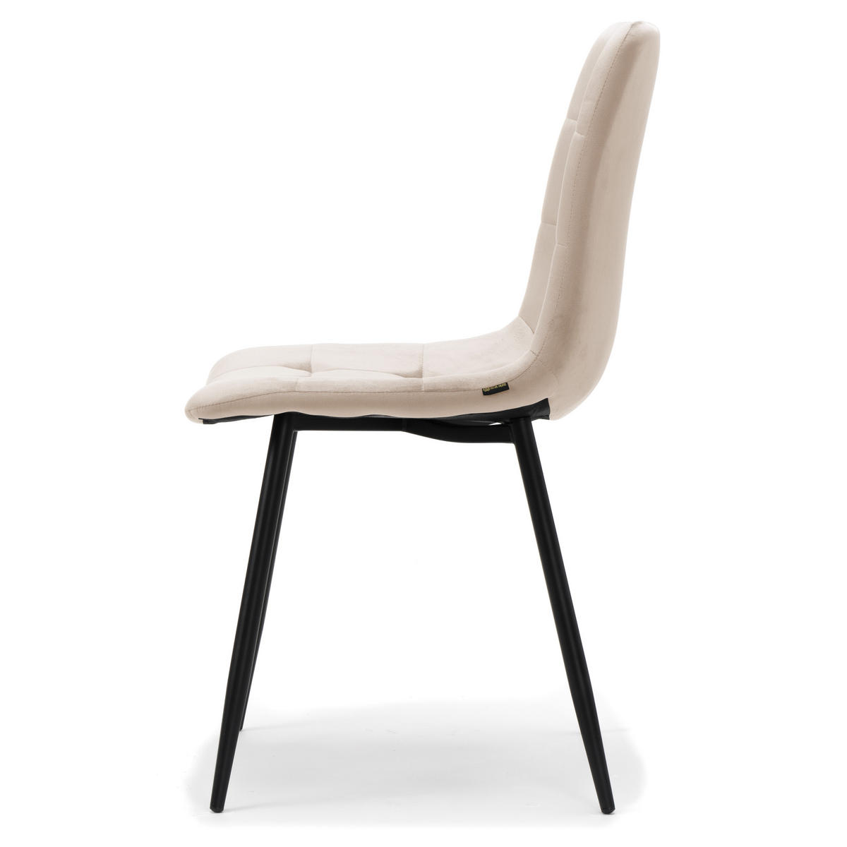 STUHL PARMA gepolsterter mit Steppung - beige - Samt Velour - Ecru/Schwarz, Textil/Metall (44/89/45cm) - NEW HOME