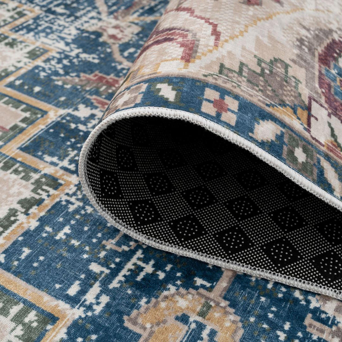 TEPPICH WASCHBAR Verona Lyra Blau - Blau, Textil (191/279cm) - Kukoon Rugs