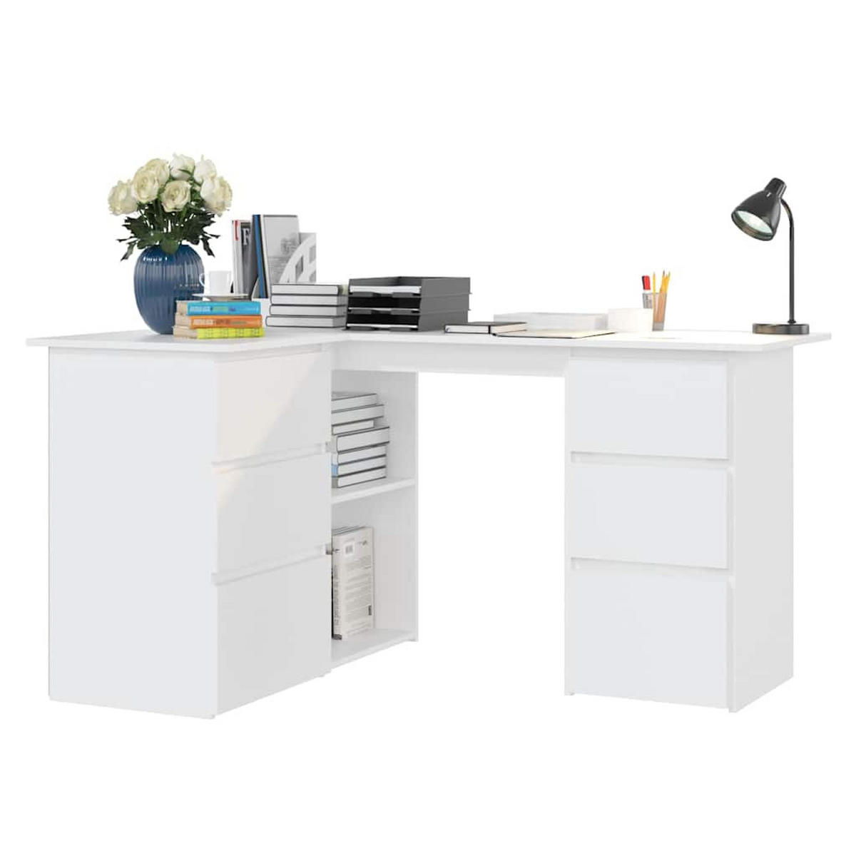 ECKSCHREIBTISCH Weiss 145/100/76 Cm Holzwerkstoff - Weiß, Holzwerkstoff (145/100/76cm) - vidaXL
