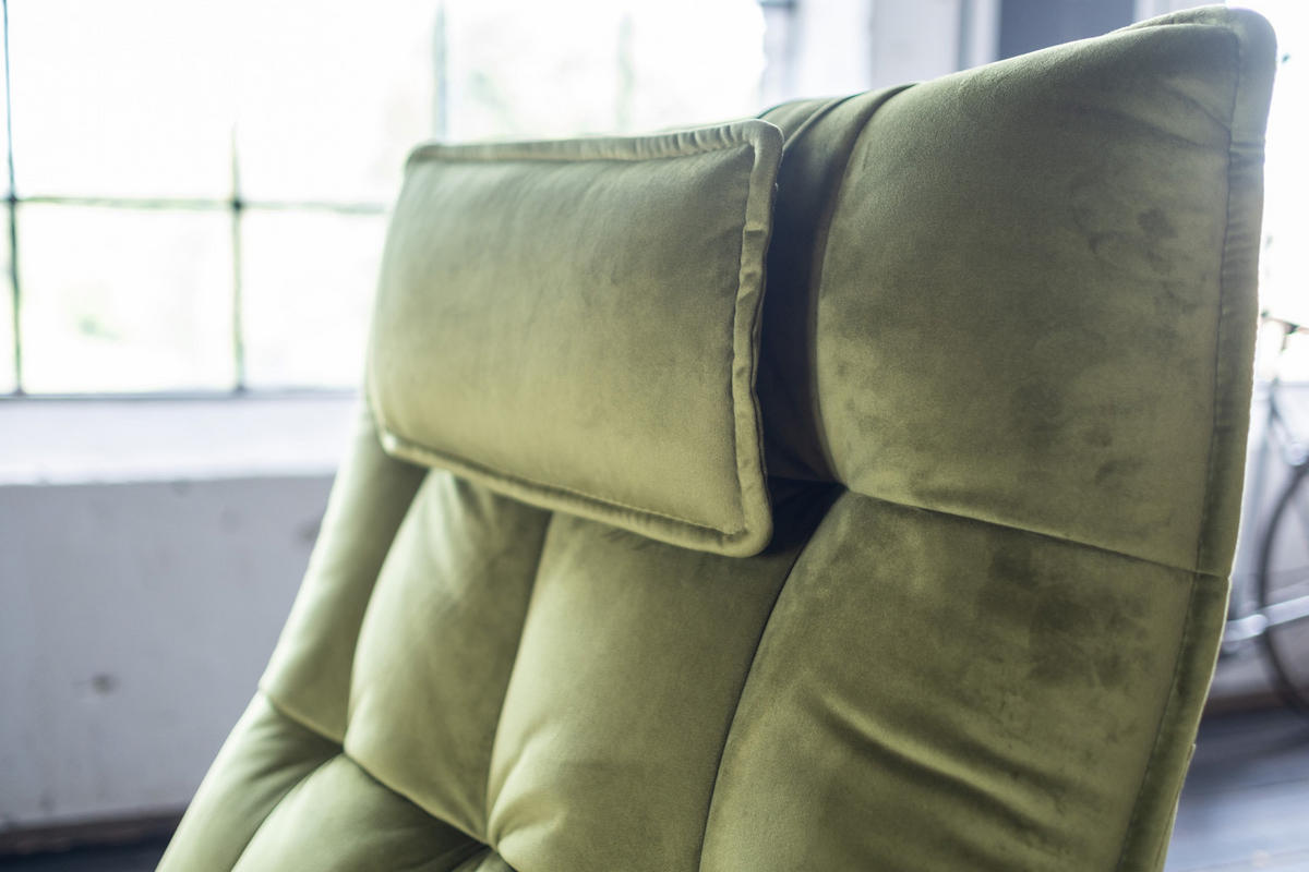 RELAXSESSEL MIKO Grün Velvet - Schwarz/Grün, Textil/Metall (75/115/94cm) - KAWOLA