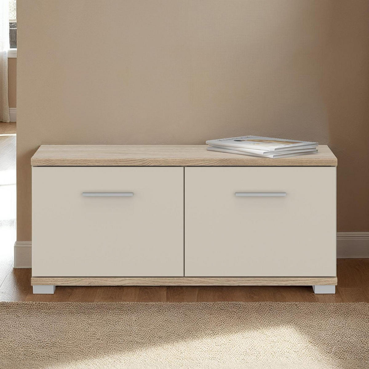 SITZBANK BILBAO - Kaschmir/Sonoma Eiche, Holzwerkstoff (90/40/34cm) - IDIMEX