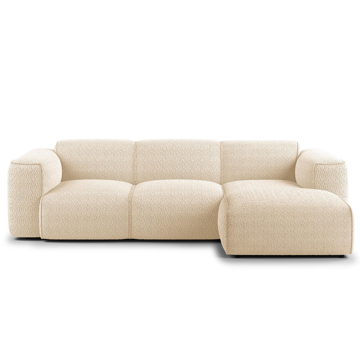 3-SITZER ECKSOFA mit Longchair - Beige/Schwarz, Kunststoff/Textil (251/173cm) - home24