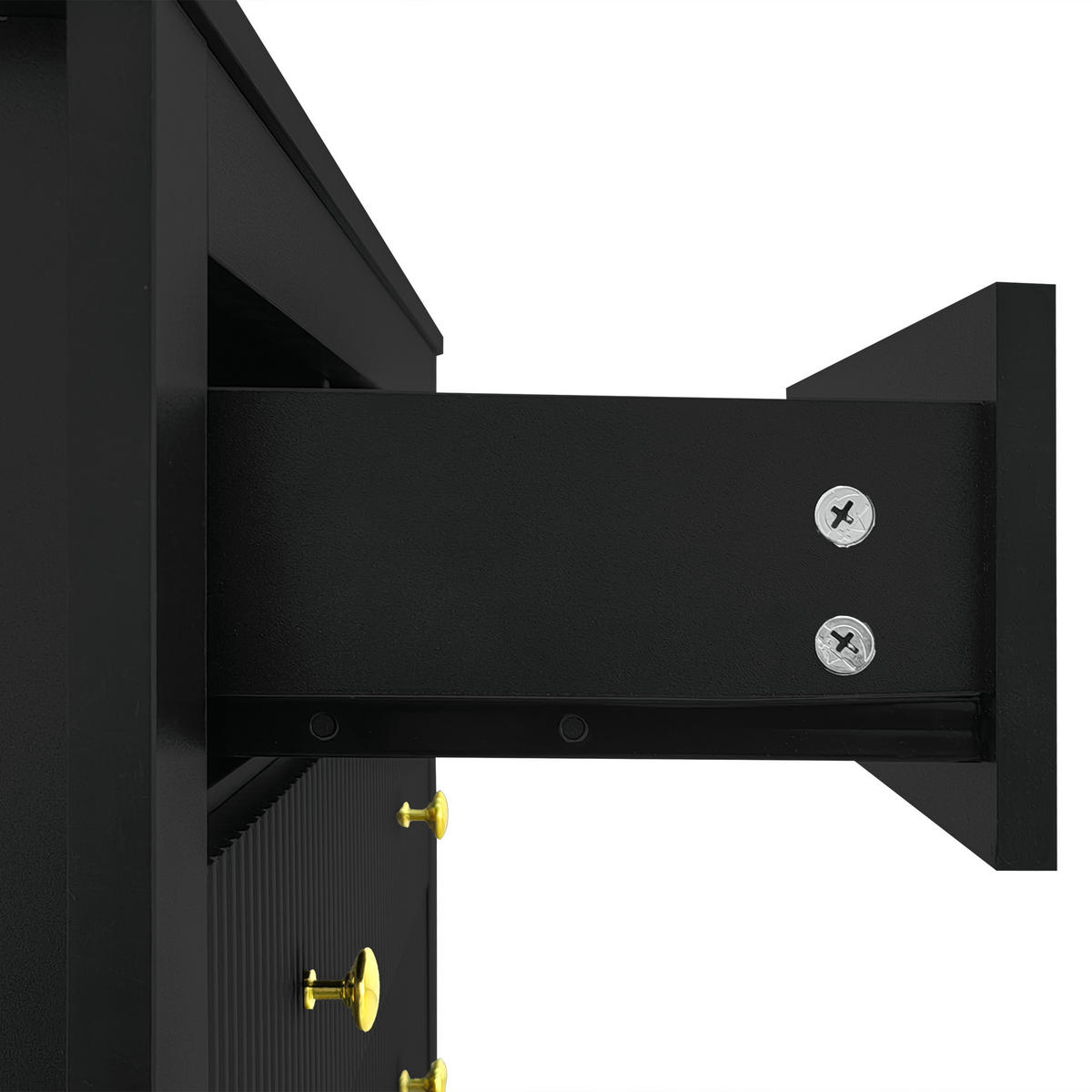 SIDEBOARD Goldgriffe Spezialtüren Kommode modern Stauraum - Schwarz, Holzwerkstoff (39.5/80.05/79cm) - FLIEKS