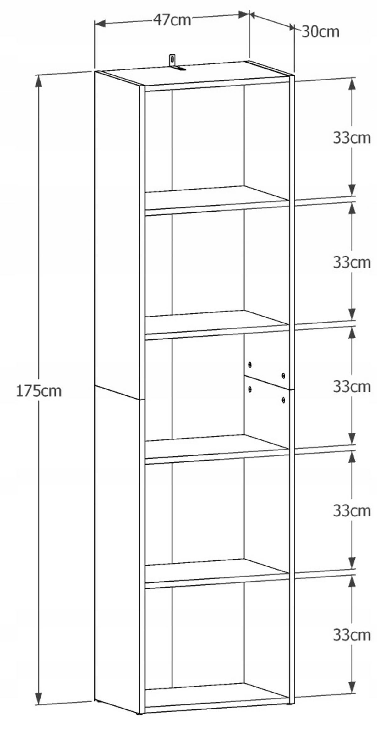 HOCHREGAL BODO DUAL R50O Weiß 47/30/175 cm - Weiß, Holzwerkstoff (47/175/30cm) - Matkam Möbel