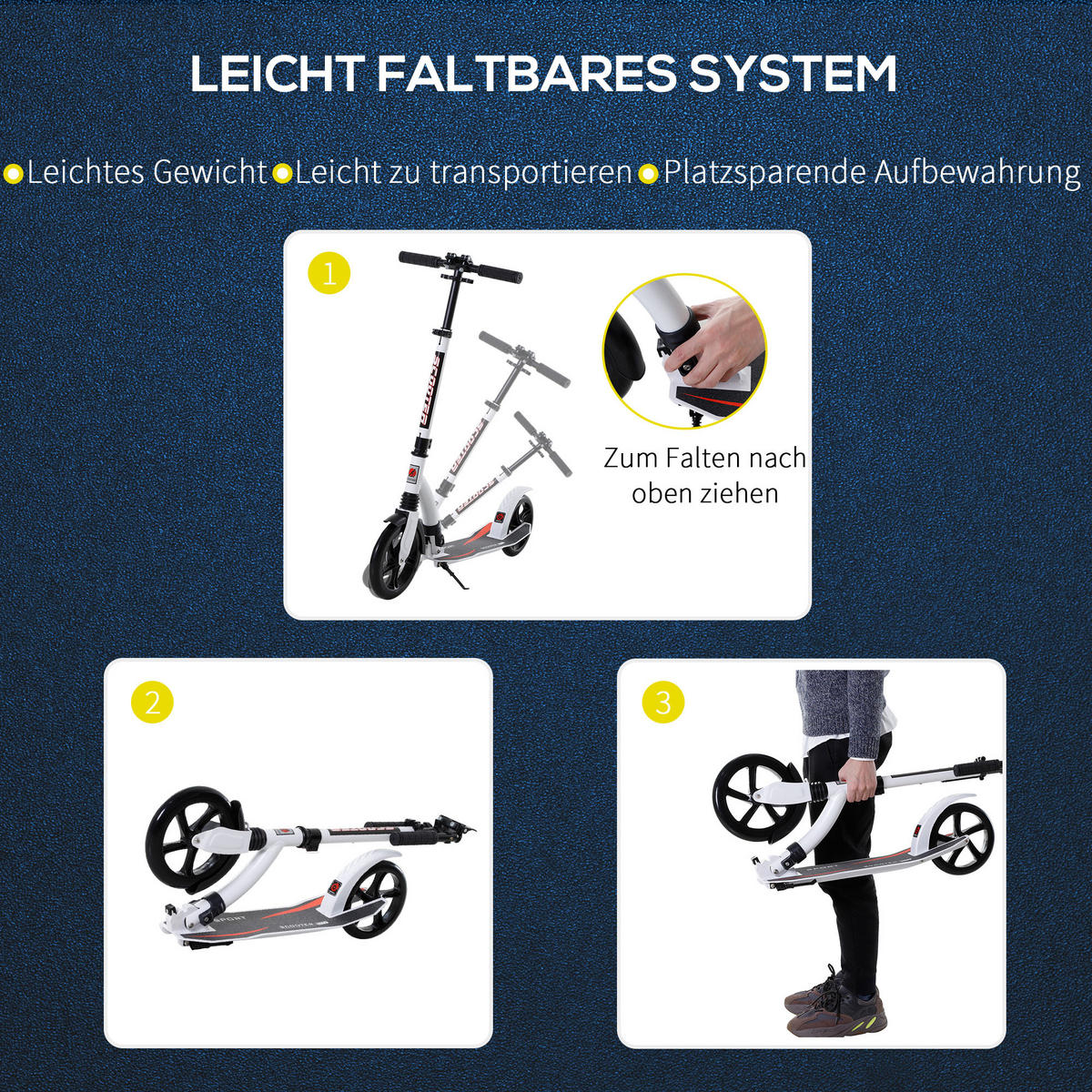 KINDERSCOOTER, Aluminium, Weiß, L92,5 x B37,5 x H82-97 cm - Weiß, Metall (92.5/37.5/97cm) - HOMCOM