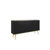 KOMMODE ORO - K-160, 2-Türen, 2-Schubladen, Push-to-Open 160x39x85 cm Schwarz/Gold - Goldfarben/Schwarz, Holzwerkstoff/Kunststoff (160/85/39cm) - DomoHome